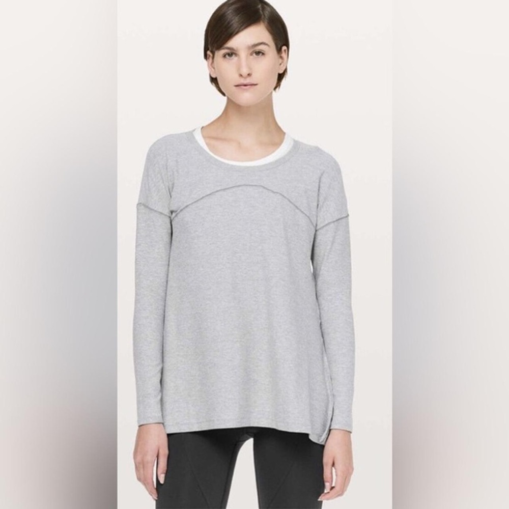 Gray Women's Long Sleeve Unwind Split Hem Lululemon Yoga Top